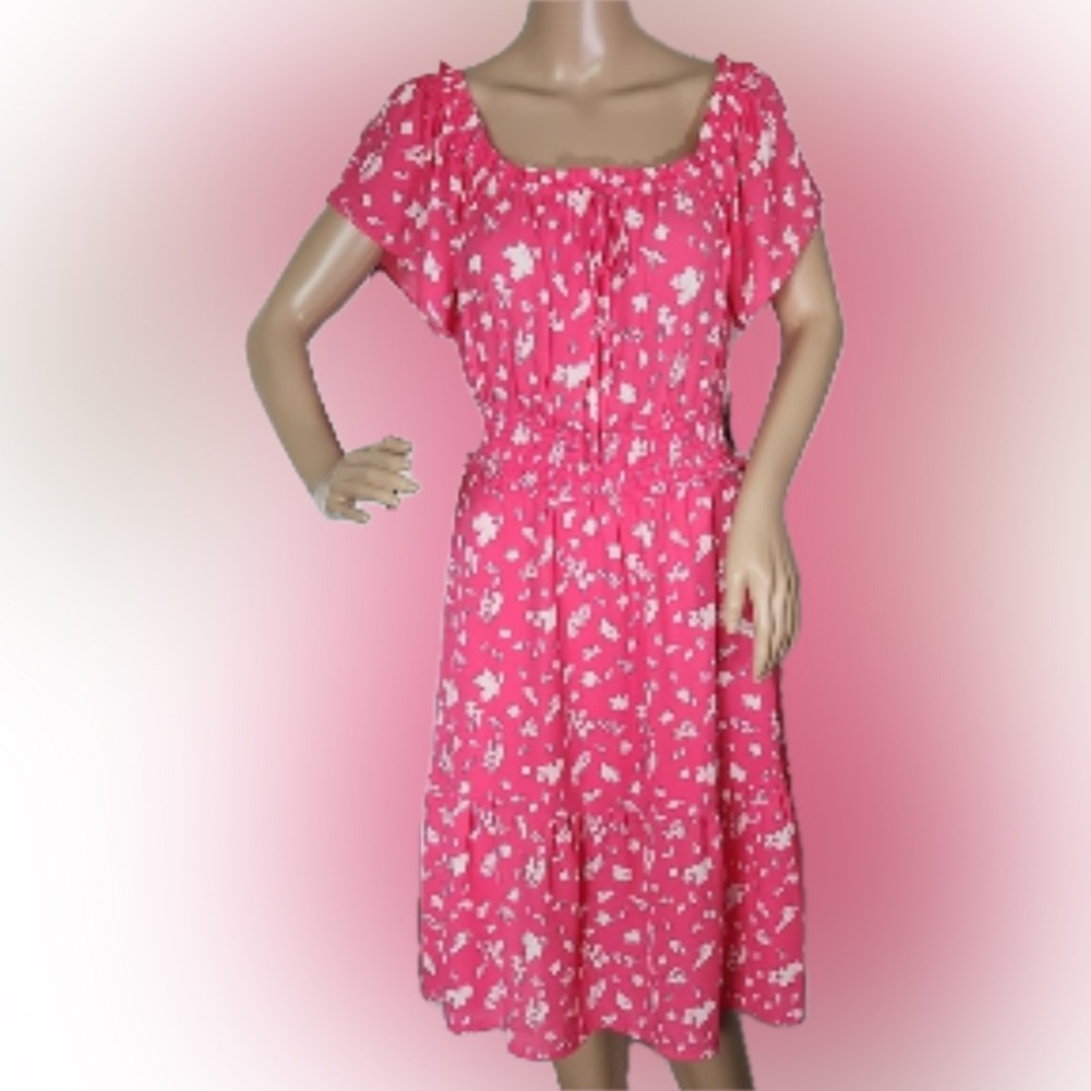 Jessica Simpson | Pink Floral off the shoulder milkmaid floral Dress